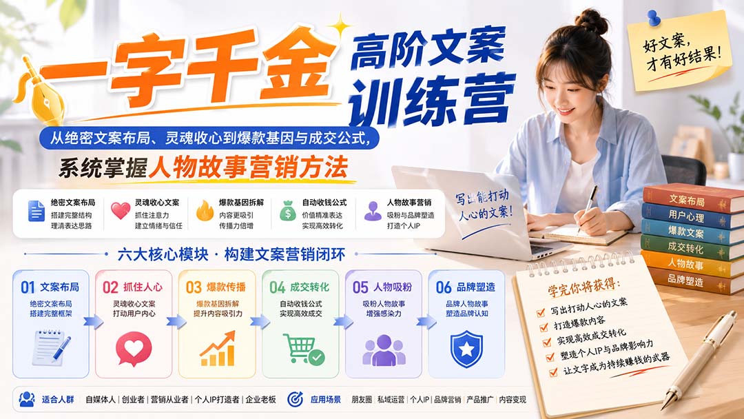 图片[2]-一字千金高阶文案训练营：从绝密文案布局、灵魂收心到爆款基因与成交公式，系统掌握人物故事营销方法-副业网