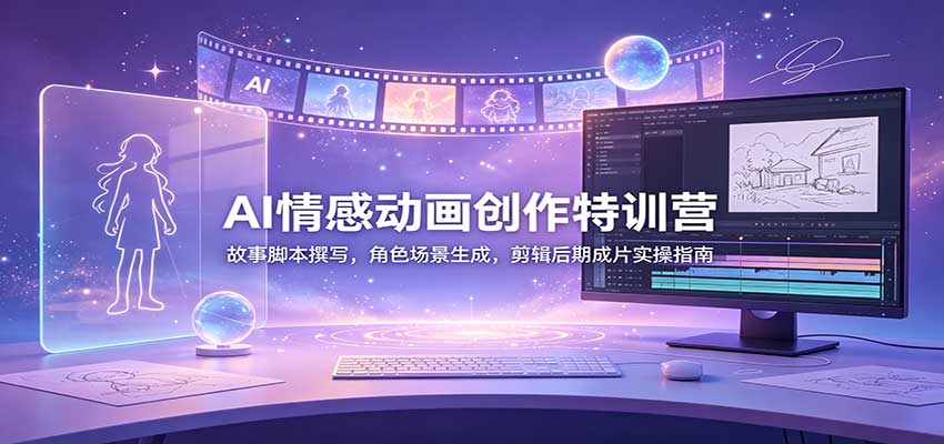 AI情感动画创作特训营：故事脚本撰写，角色场景生成，剪辑后期成片实操指南-副业网