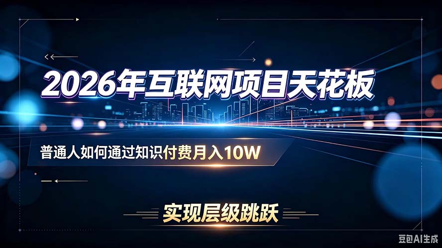 2026年互联网项目天花板：普通人如何通过知识付费月入10W，实现层级跳跃-副业网