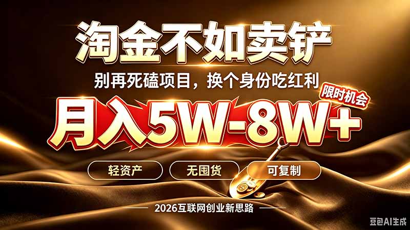 别再傻乎乎埋头跑项目！互联网真正赚钱逻辑：做卖铲人，拒绝当韭菜，逆风翻盘月入5-8W+-副业网