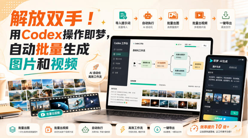 解放双手！用Codex操作即梦，自动批量生成图片和视频-副业网