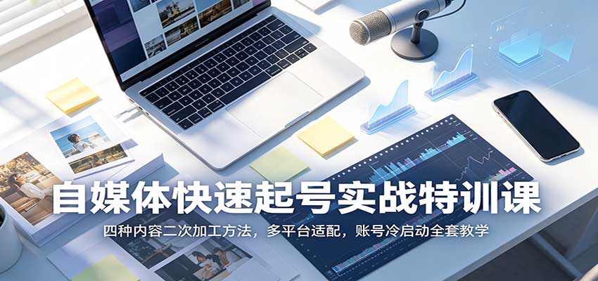 自媒体快速起号实战特训课：四种内容二次加工方法，多平台适配，账号冷启动全套教学-副业网