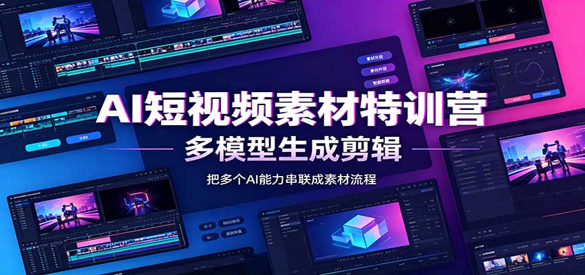 AI短视频素材特训营：Codex本地部署实操，多模型生成剪辑，爆量素材挖掘教学-副业网