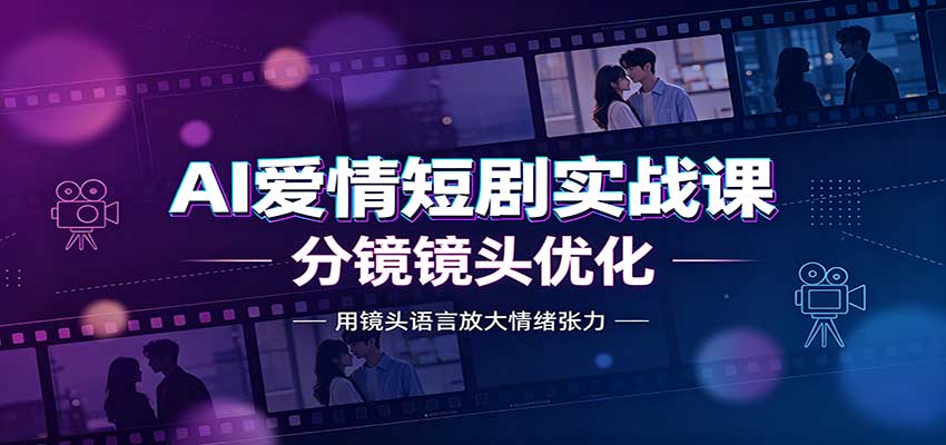 AI爱情短剧实战课：故事剧本创作，分镜镜头优化，智能体提示词-副业网