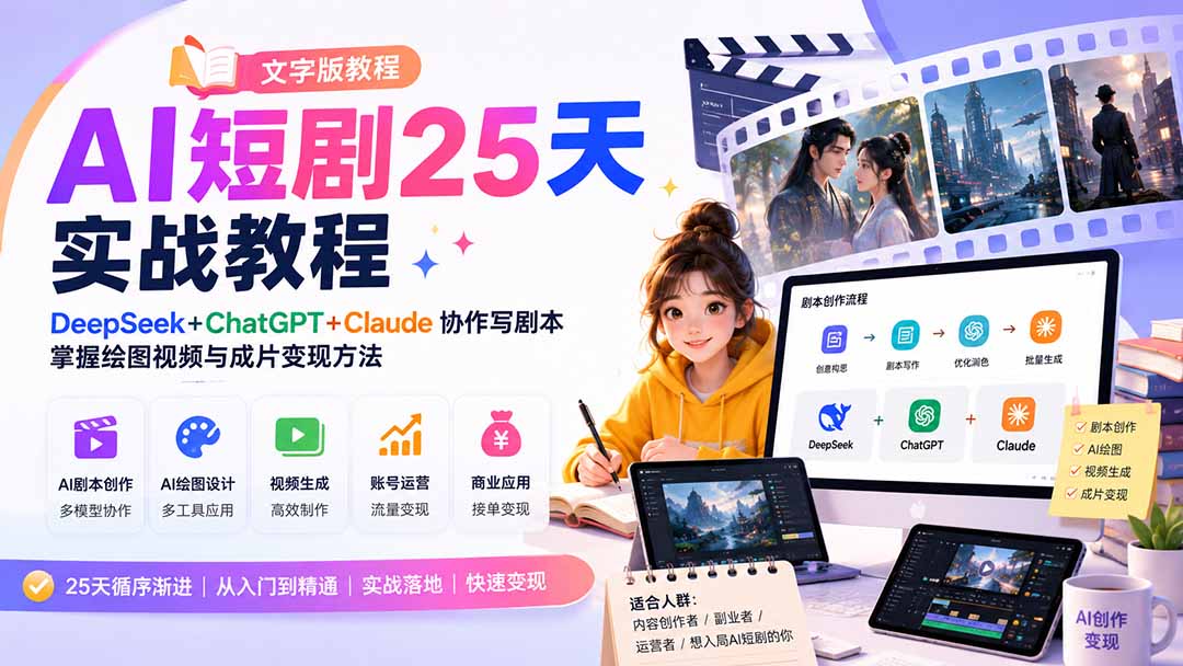 图片[2]-AI短剧25天实战教程(文字版教程-副业网