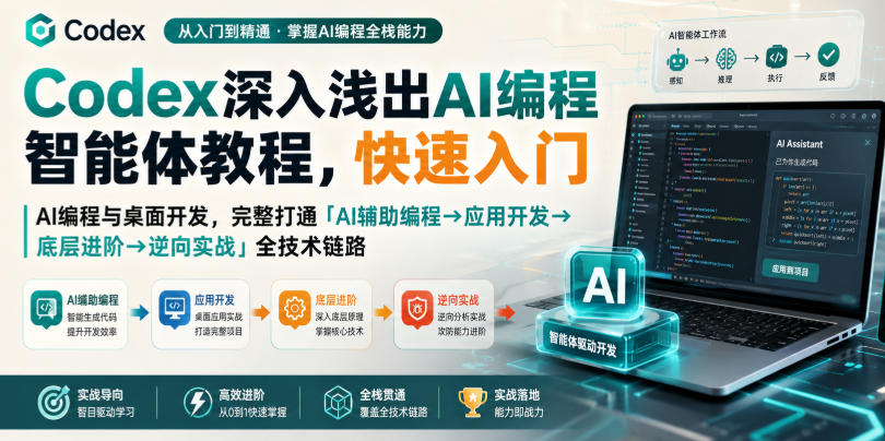 Codex深入浅出AI编程智能体教程，快速入门AI编程与桌面开发，打通「AI辅助编程→应用开发→底层进阶→逆向实战」全技术链路-副业网