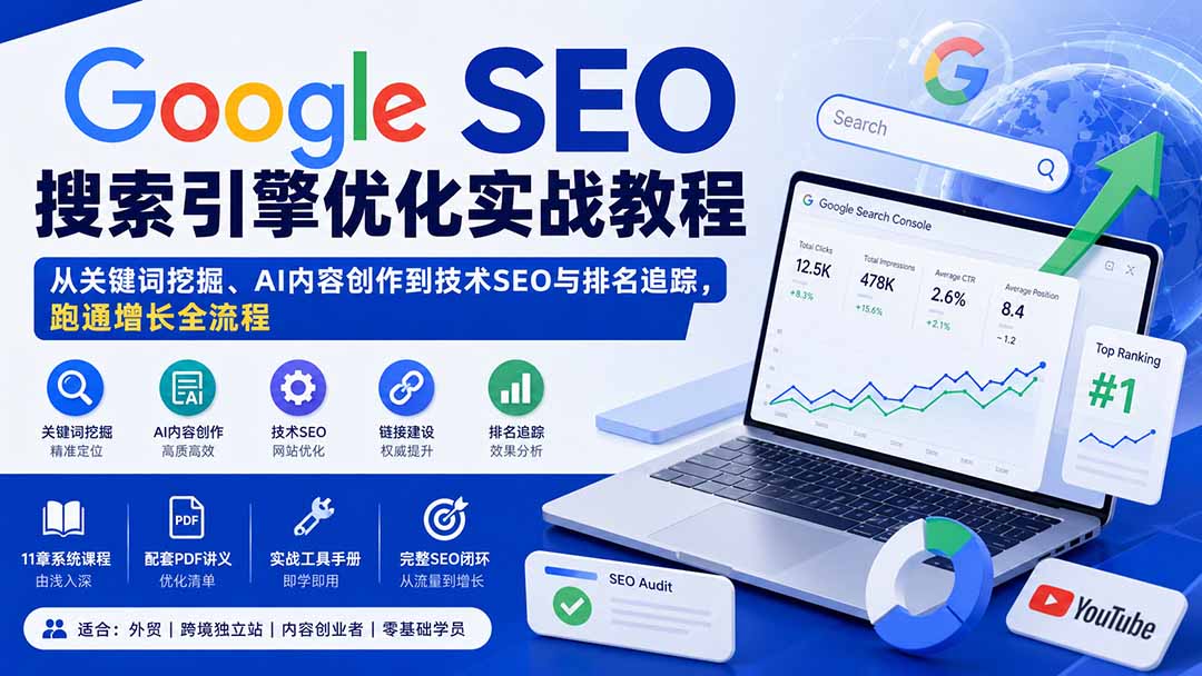 图片[2]-Google SEO搜索引擎优化实战教程：从关键词挖掘、AI内容创作到技术SEO与排名追踪，跑通增长全流程-副业网