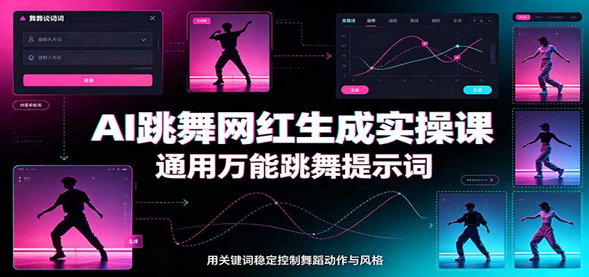 AI跳舞网红生成实操课：通用万能跳舞提示词，多模型适配，人物舞蹈视频制作全套教学-副业网