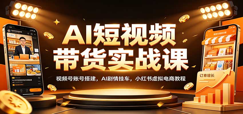 AI短视频带货实战课：视频号账号搭建，AI剧情挂车，小红书虚拟电商教程-副业网