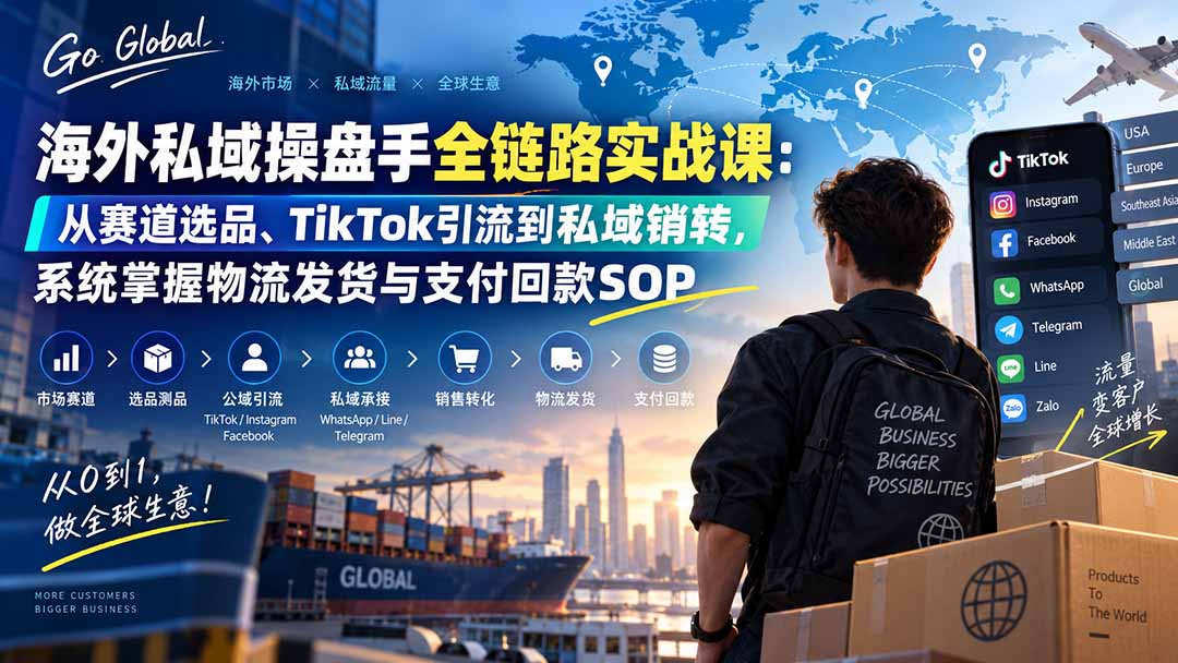 图片[2]-海外私域操盘手全链路实战课：从赛道选品、TikTok引流到私域销转，系统掌握物流发货与支付回款SOP-副业网