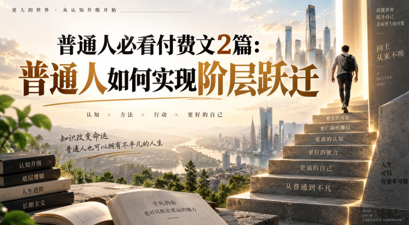普通人必看付费文2篇：普通人如何实现阶层跃迁-副业网