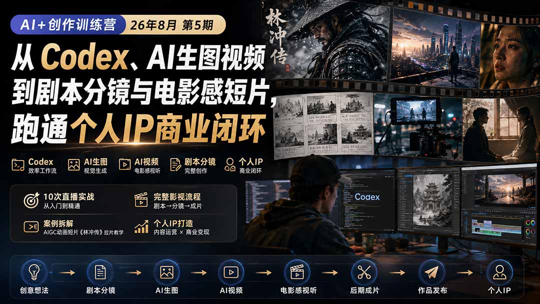 图片[2]-AI+创作训练营26年第5期-更新：从Codex、AI生图视频到剧本分镜与电影感短片，跑通个人IP商业闭环-副业网