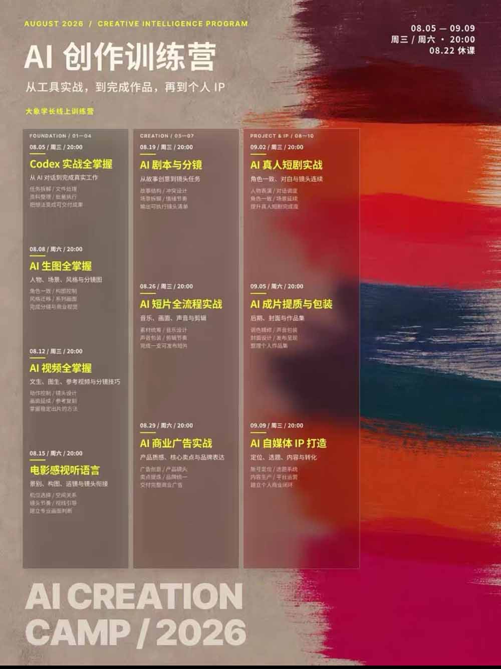 图片[3]-AI+创作训练营26年第5期-更新：从Codex、AI生图视频到剧本分镜与电影感短片，跑通个人IP商业闭环-副业网