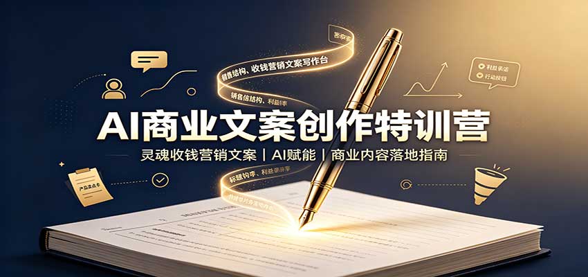 AI商业文案创作特训营：灵魂收钱营销文案，AI赋能，商业内容落地指南-副业网