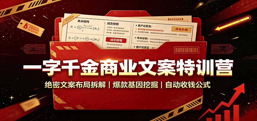 一字千金商业文案特训营：绝密文案布局拆解，爆款基因挖掘，自动收钱公式-副业网