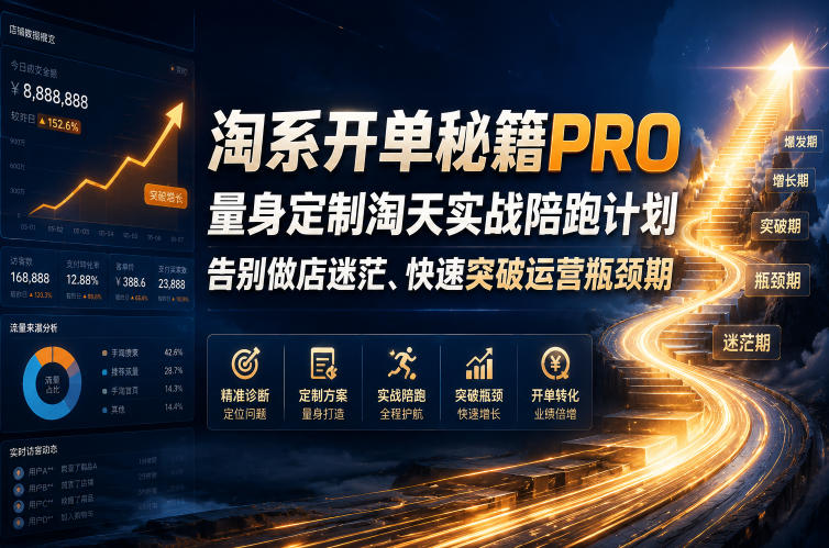 淘系开单秘籍PRO，量身定制淘天实战陪跑计划，告别做店迷茫、快速突破运营瓶颈期(更新260906)-副业网