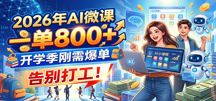 2026年AI微课，一单800+，开学季刚需爆单，告别打工！-副业网
