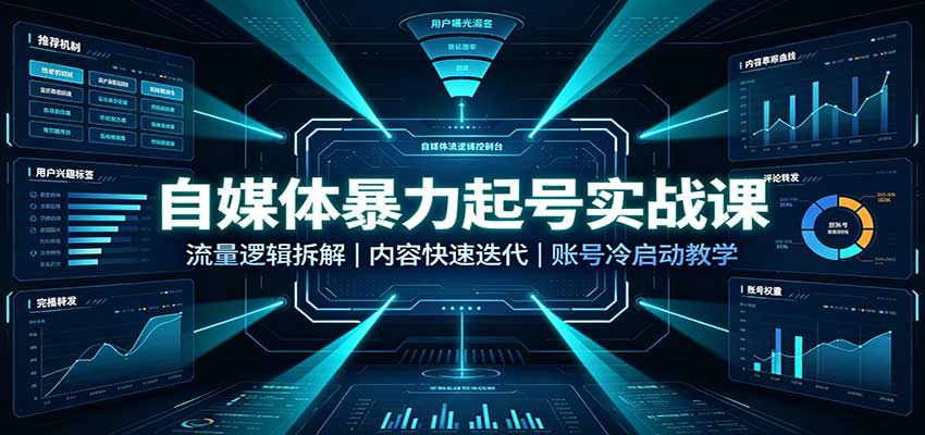 自媒体暴力起号实战课：流量逻辑拆解，内容快速迭代，账号冷启动教学-副业网