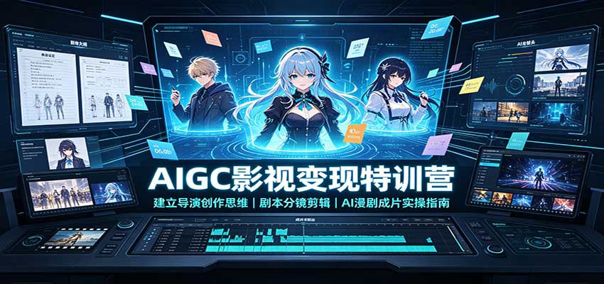 AIGC影视变现特训营：建立导演创作思维，剧本分镜剪辑，AI漫剧成片实操指南-副业网
