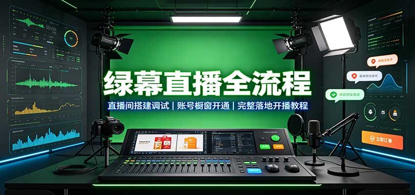 绿幕直播全流程：直播间搭建调试，账号橱窗开通，完整落地开播教程-副业网