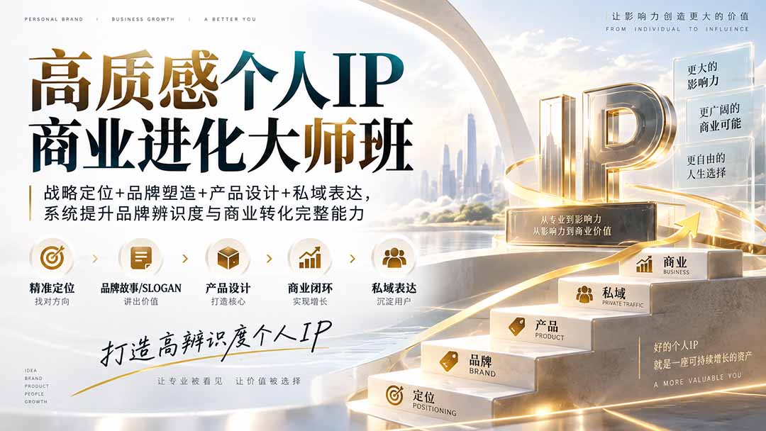 图片[2]-高质感个人IP商业进化大师班：战略定位+品牌塑造+产品设计+私域表达，系统提升品牌辨识度与商业转化完整能力-副业网