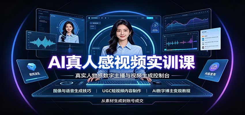 AI真人感视频实训课：图像语音生成，UGC内容制作，AI数字博主变现教程-副业网