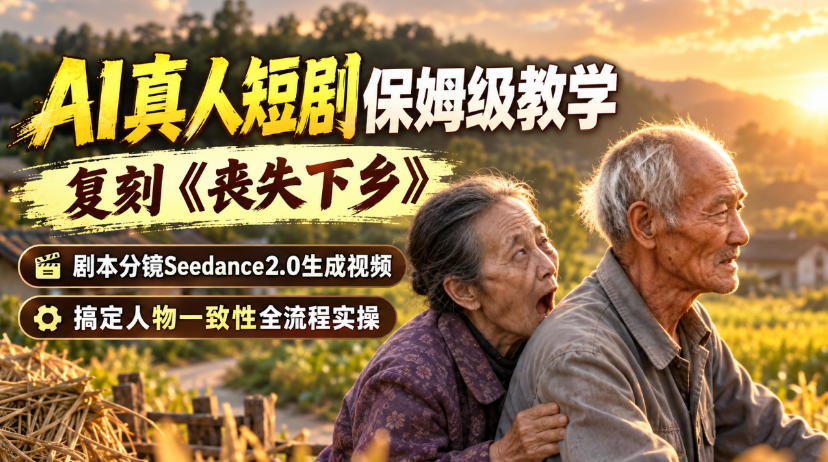 AI真人短剧保姆级教学，复刻《丧失下乡》，剧本分镜Seedance2.0生成视频，搞定人物一致性全流程实操-副业网