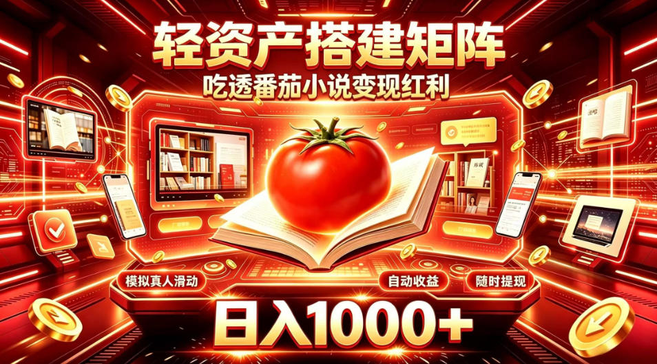 轻资产搭建矩阵，吃透番茄小说变现红利，日入1000+，支持无限矩阵放大【揭秘】-副业网