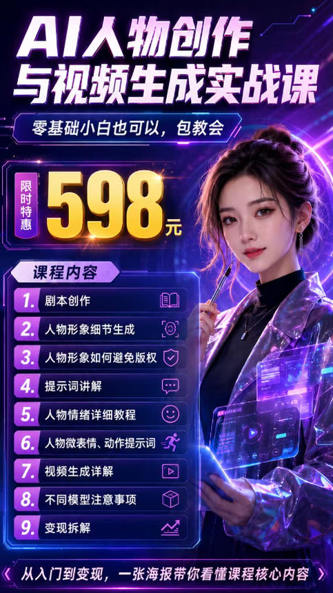 图片[3]-抖音5W粉丝博主的AI真人日系女孩制作教学，AI人物创作与视频生成实战课，新手也能快速起号涨粉变现-副业网
