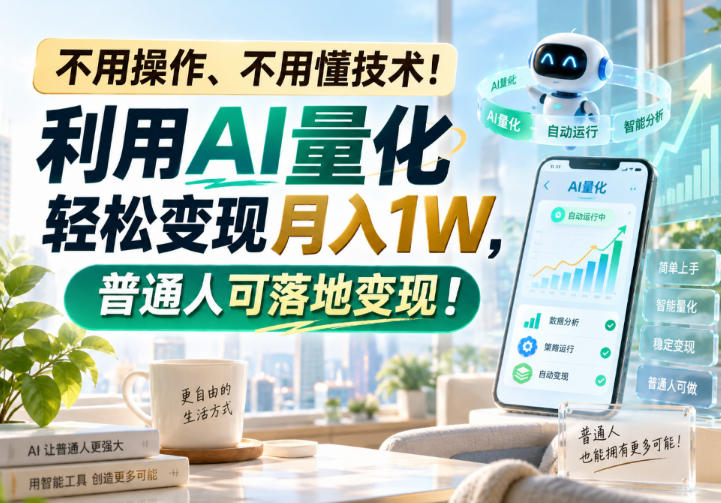不用操作、不用懂技术！利用AI量化轻松变现月入1W，普通人可落地变现！【揭秘】-副业网