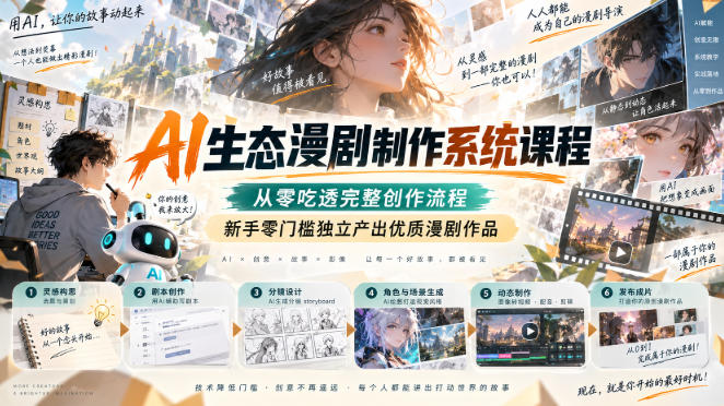 AI生态漫剧制作系统课程，从零吃透完整创作流程，新手零门槛独立产出优质漫剧作品-副业网
