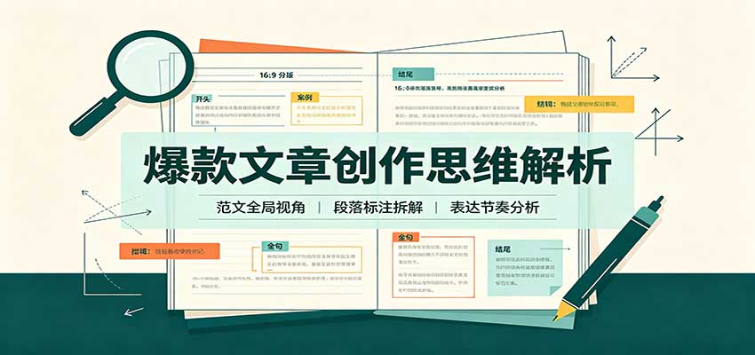 爆款文章创作思维解析：全局视角拆解范文，梳理行文逻辑，搭配真实拆文实操案例-副业网