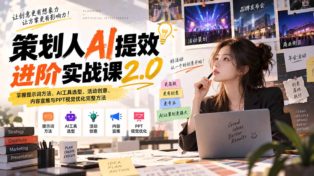 图片[2]-策划人AI提效进阶实战课2.0：掌握提示词方法、AI工具选型、活动创意、内容宣推与PPT视觉优化完整方法-副业网