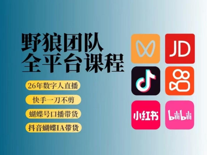 野狼团队2026新版全平台短视频带货教学，打开流量突破口，开始Ai带货(更新0913)-副业网