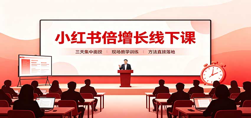 小红书倍增长线下课：三天集中面授，拆解选品、素材制作与起号全链路-副业网