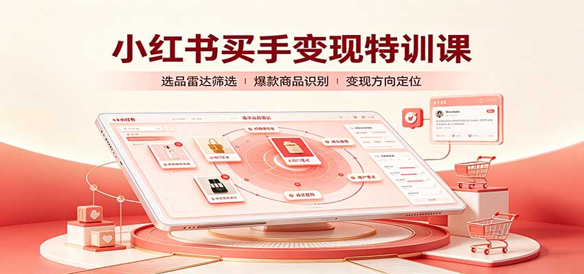 小红书买手变现特训课：账号定位养号起号，选品挂车，笔记标题封面全套教学-副业网