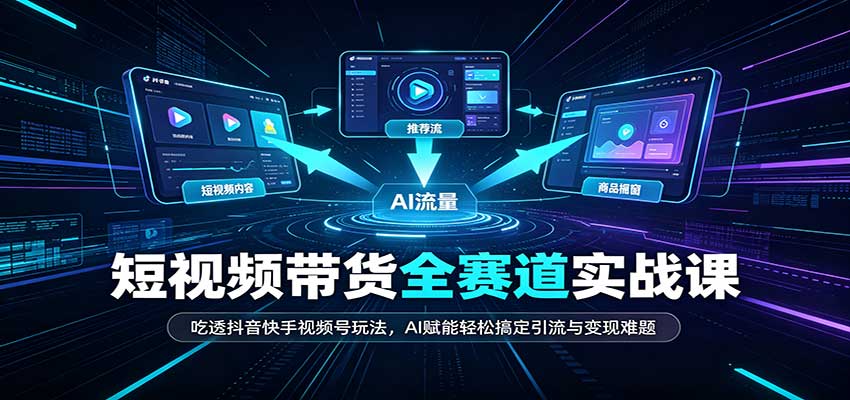 短视频带货全赛道:吃透抖音快手视频号玩法,AI赋能轻松搞定引流与变现难题-副业网