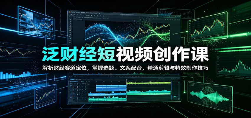 泛财经短视频创作课：解析财经赛道定位，掌握选题、文案配音，精通剪辑与特效制作技巧-副业网