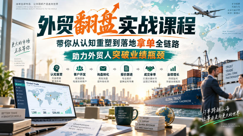 外贸翻盘实战课程，带你从认知重塑到落地拿单全链路，助力外贸人突破业绩瓶颈-副业网