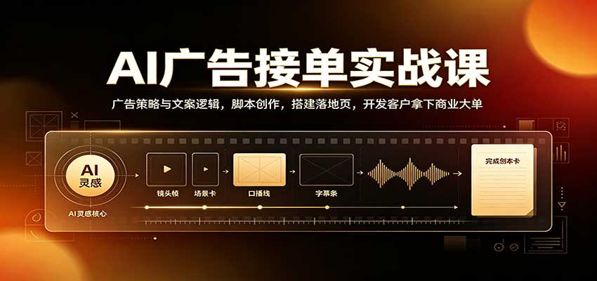 AI广告接单实战：广告策略与文案逻辑，脚本创作，搭建落地页，开发客户拿下商业大单-副业网