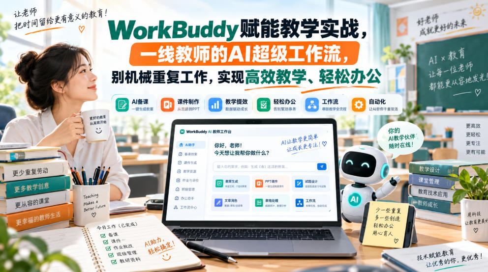 WorkBuddy赋能教学实战，一线教师的AI超级工作流，别机械重复工作，实现高效教学、轻松办公-副业网
