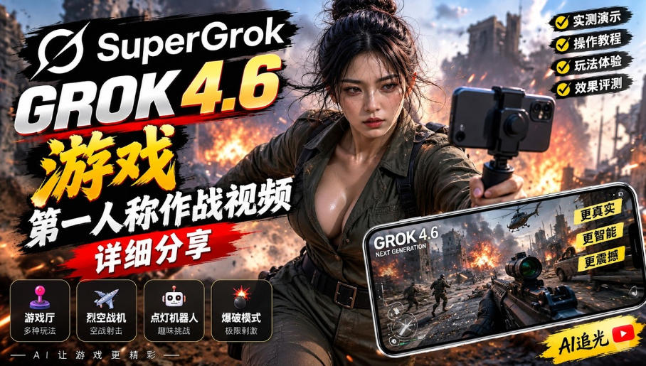 Grok 4.6也能做游戏？第一人称作战视频实测｜玩法详细讲解-副业网