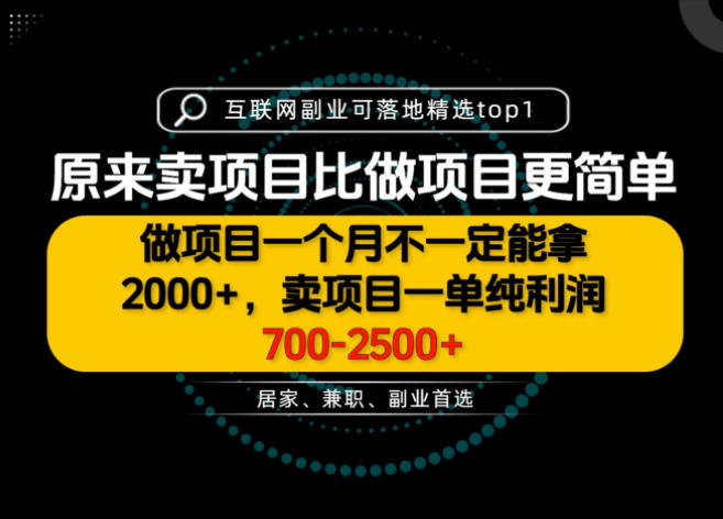 一单利润700-2.5K+,为什么我们要卖项目而不是做项目,我们普通人应该怎样开始?【揭秘】-副业网