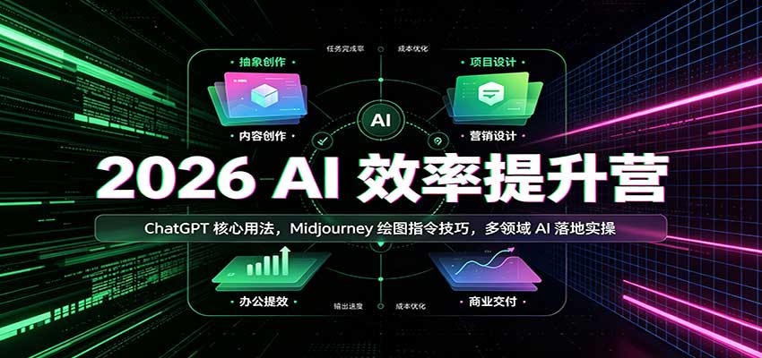 2026 AI效率提升营：ChatGPT核心用法，Midjourney绘图指令技巧，多领域AI落地实操-副业网