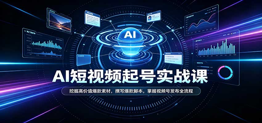 短视频AI起号实战课：挖掘高价值爆款素材，撰写爆款脚本，掌握视频号发布全流程-副业网