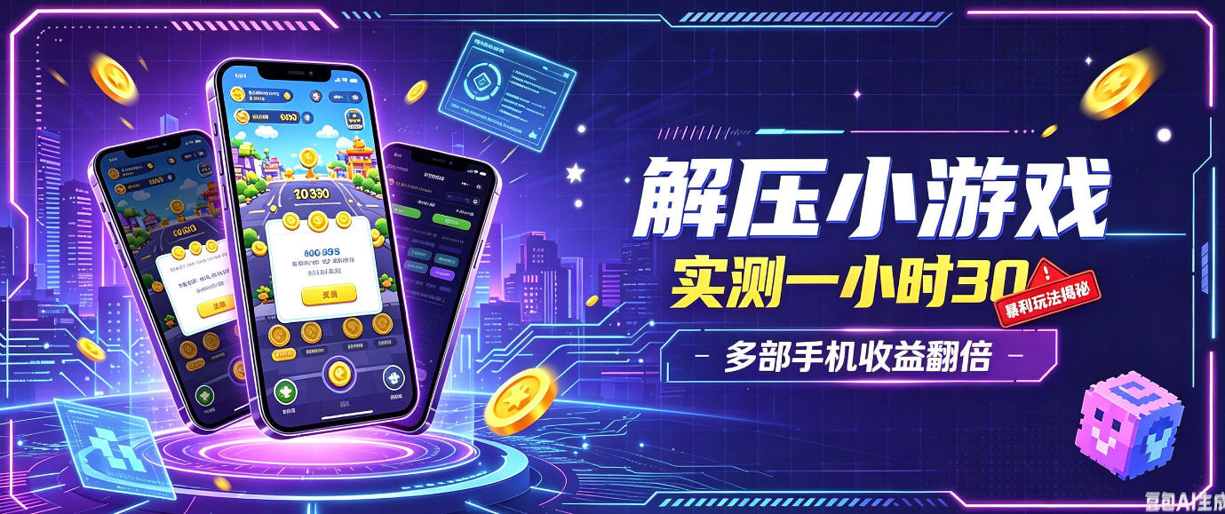 小游戏全流程玩法，实测一小时搞30，简单无脑解压，当天做当天就能看到进账，直接冲就行【揭秘】-副业网