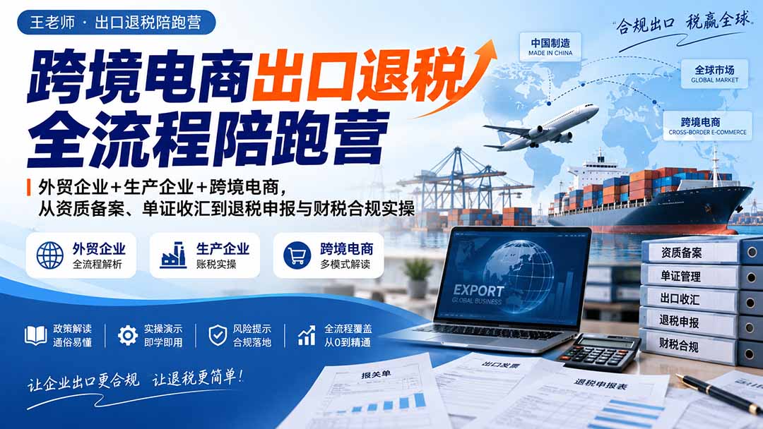 跨境电商出口退税全流程陪跑营｜外贸企业+生产企业+跨境电商，从资质备案、单证收汇到退税申报与财税合规实操-副业网