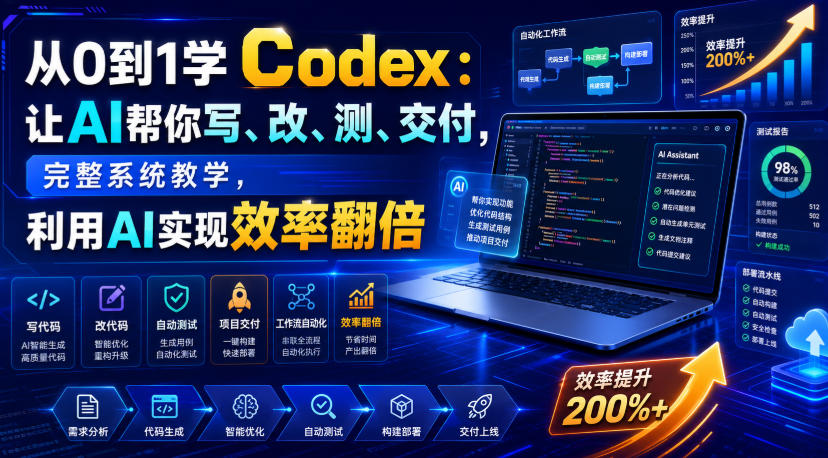 从0到1学Codex：让AI帮你写、改、测、交付，完整系统教学，利用AI实现效率翻倍(更新0918)-副业网
