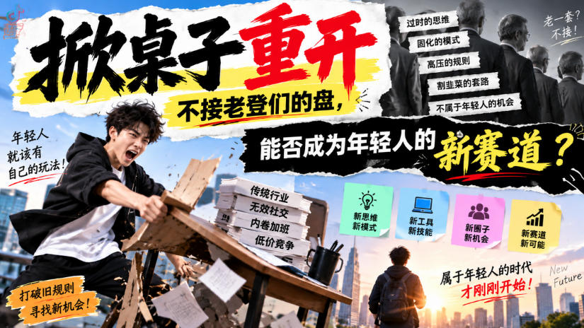 某公众号付费文章：掀桌子重开，不接老登们的盘，能否成为年轻人的新赛道？-副业网