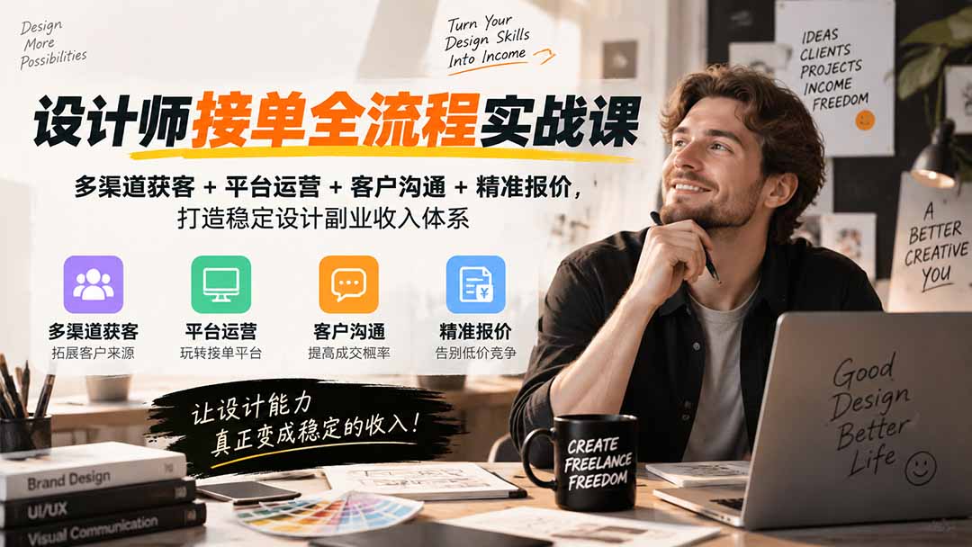 图片[2]-设计师接单全流程实战课-无水印｜多渠道获客+平台运营+客户沟通+精准报价，打造稳定设计副业收入体系-副业网